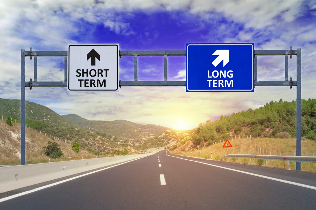 Two options, short term and long term, on road signs