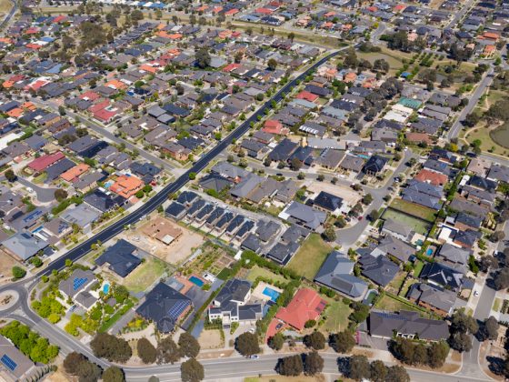 Aerial Photo Of Houses In Suburban Melbourne, Australia