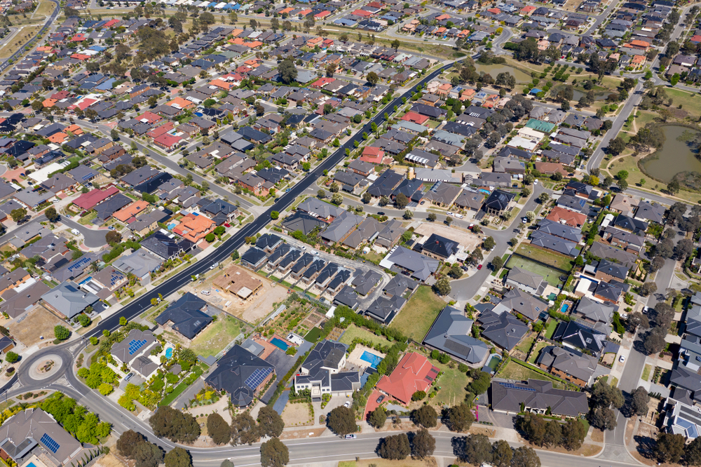 Aerial Photo Of Houses In Suburban Melbourne, Australia